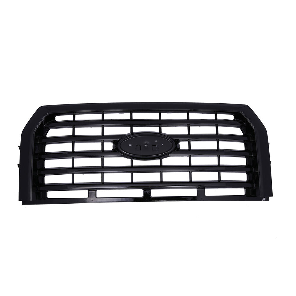For 2015-2017 Ford F150 Front Bumper Upper Grille ABS Gloss Black Horizontal