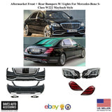 Aftermarket Front + Rear Bumpers W/Lights For Mercedes-Benz S-Class W222 Maybach