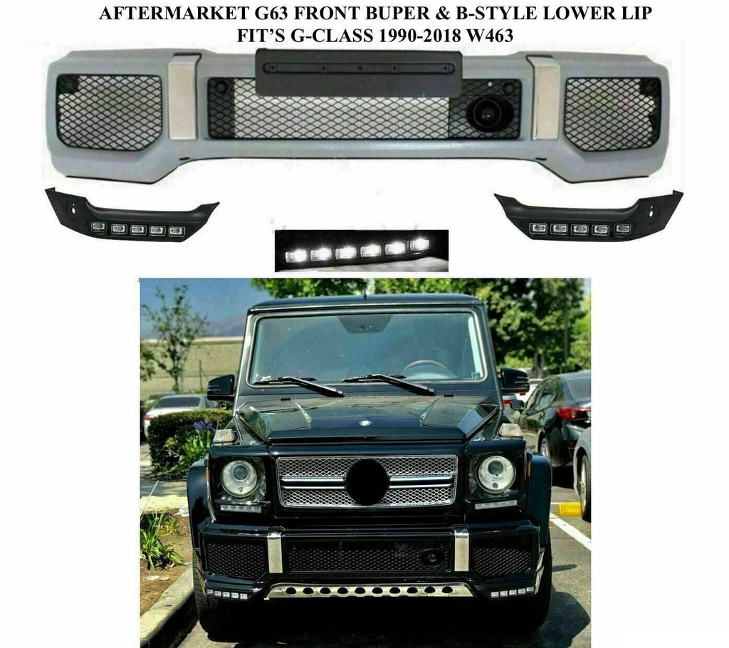 Forged LA AFTERMARKET G63 AMG 4X4 FRONT BUMPER B-STYLE LED LOWER LIP AMG BODY KIT FACELIFT