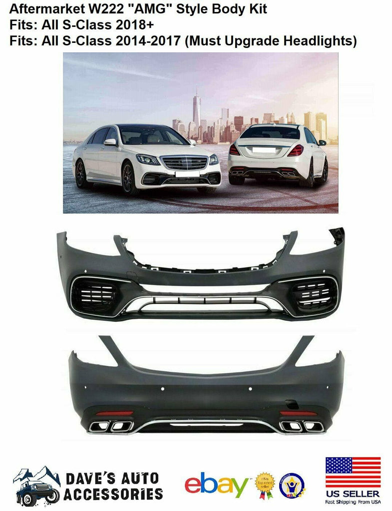 Aftermarket Products Aftermarket MBenz W222 S Class AMG STYLE 2018+ S63 S65 Kit Front Rear Bumper