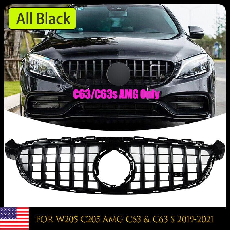 All Black Front Bumper Grille For Benz W205 C63 C63S AMG 2019 2020 21 –  Daves Auto Accessories