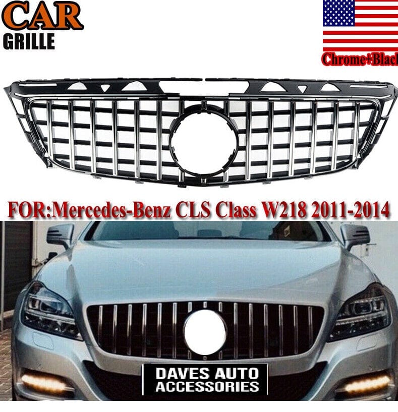 Forged LA AMG Grille For Mercedes CLS W218 GT Panamericana 2011-2014 Black w/Chrome Bar