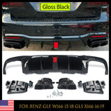 Black Brabus Style For Mercedes Gle Gls W166 X166 Rear Bumper Diffuser+Tailpipes