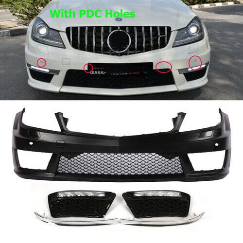 Forged LA C63 AMG Style Front Bumper W/ DRL w/ PDC For Mercedes Benz 2012-15 C Class W204
