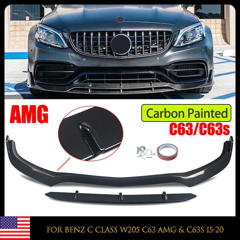 Forged LA CARBON STYLE FOR MERCEDES W205 C63 & C63S AMG 2015-UP FRONT BUMPER LIP SPLITTER