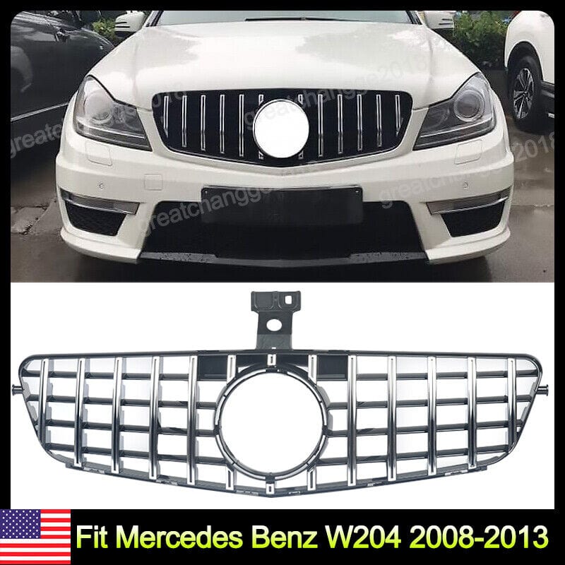 Forged LA Chrome GT R Front Bumper Grille Grill For Mercedes Benz W204 C250 C300 2008-2013