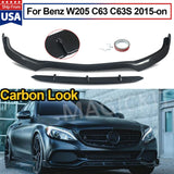 For 15-21 Mercedes Benz W205 C63 C63s Amg Front Bumper Lip Splitter Carbon Look