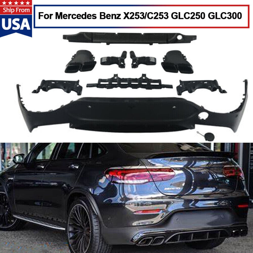Forged LA FOR MERCEDES GLC CLASS X253 C253 COUPE GLC63 AMG STYLE BLACK REAR DIFFUSER+TIPS