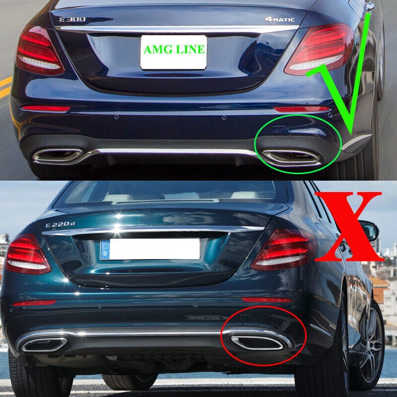 Forged LA Gloss Black For Mercedes E Class W213 16-20 Brabus Style Rear Diffuser+Tailpipes