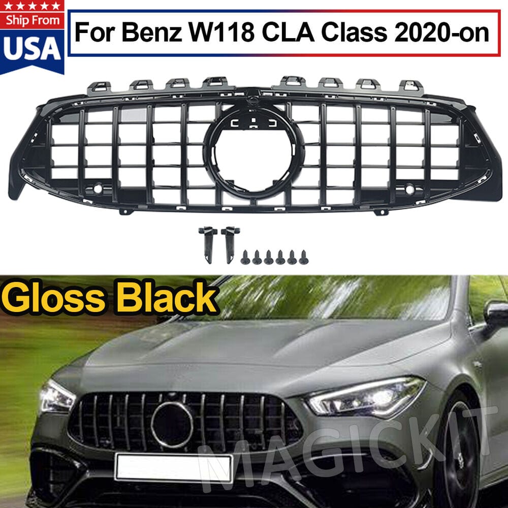 Forged LA GT Style Front Bumper Grille Gloss Black Grille For Mercedes CLA X118 W118 2020