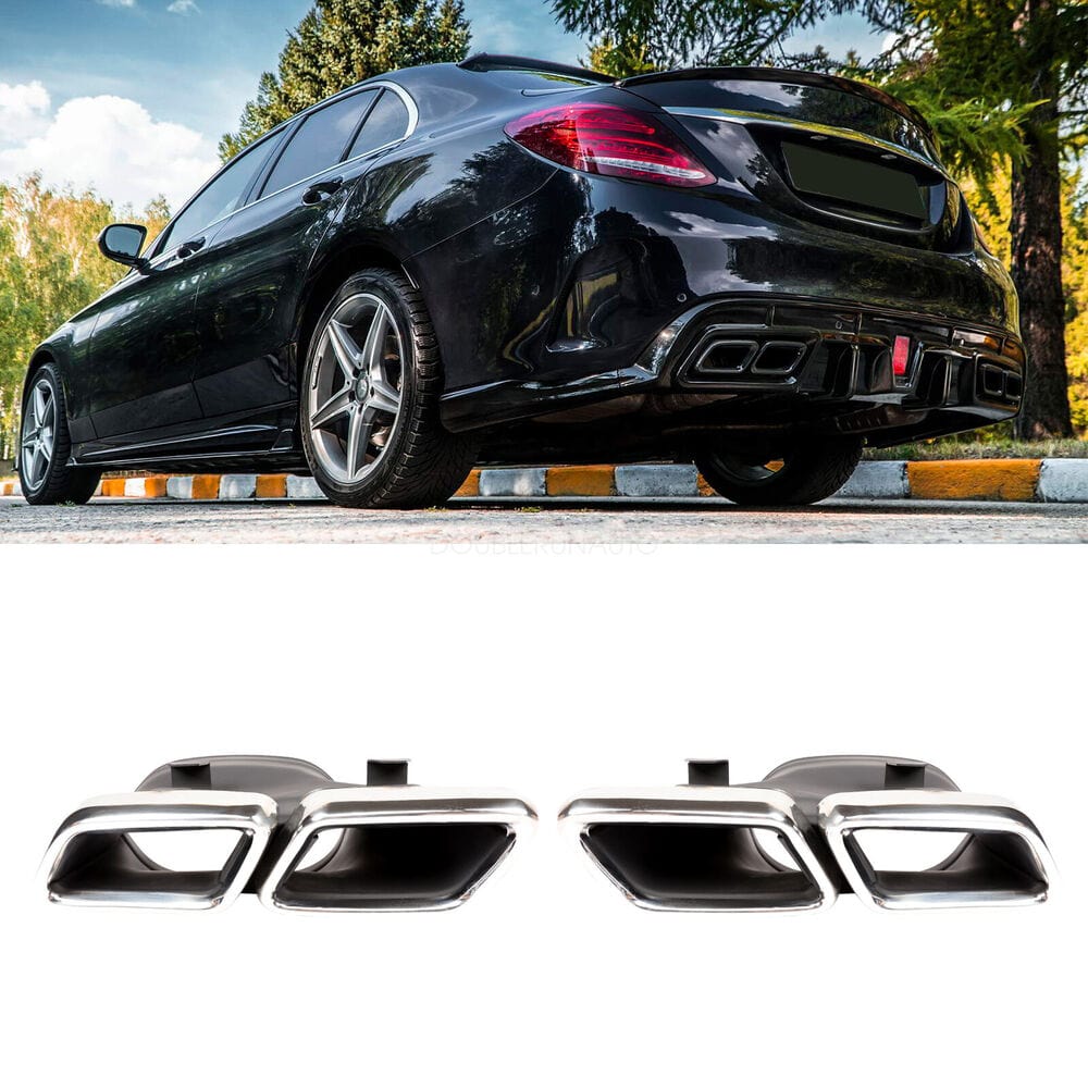 Forged LA Pair Exhaust Pipe Muffler Tail Tips for Mercedes-Benz W205 Sedan 4Door