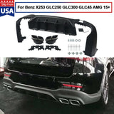 Rear Diffuser W/Exhaust Tip For Benz X253 GLC250 GLC300 GLC45 AMG LINE 2015+