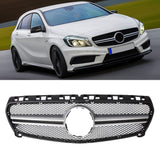 Silver AMG Style Front Grille For Mercedes Benz W176 A-Class A180 A200 A45 AMG
