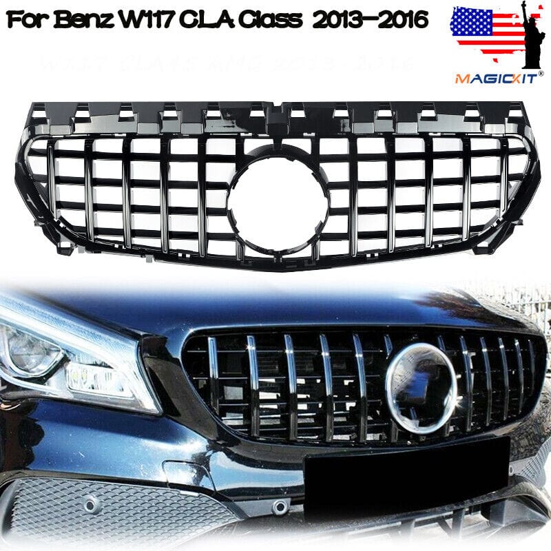 Forged LA VehiclePartsAndAccessories AMG GT-R All Black Front Racing Grill For Mercedes-Benz W117 CLA-Class 2013-2016