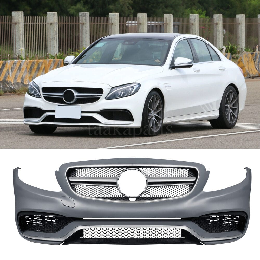 Forged LA VehiclePartsAndAccessories C63 AMG Style Front Bumper Kit W/Grill for Mercedes Benz C-Class 15-18 W205 C300