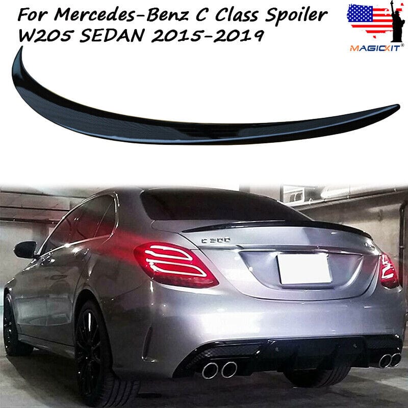Forged LA VehiclePartsAndAccessories For 15-20 Mercedes W205 C Class 4DR AMG Sedan Trunk Spoiler Wing Black Painted