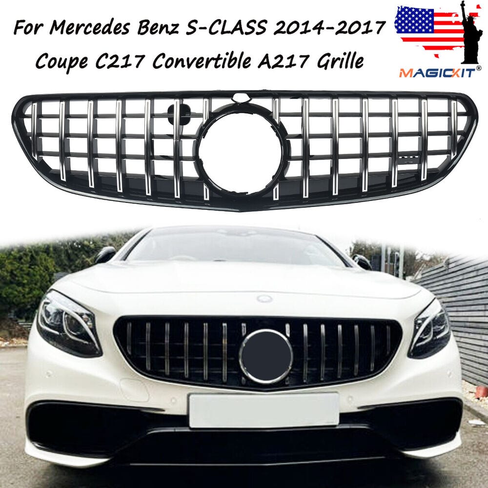 Forged LA VehiclePartsAndAccessories For Mercedes-Benz C217 W217 S500 S550 Coupe 2014-2017 Chrome Fins GT-R Grille