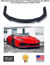Load image into Gallery viewer, Forged LA VehiclePartsAndAccessories Forged Carbon Fiber V Style Front Bumper Lip Diffuser - Lamborghini Huracan