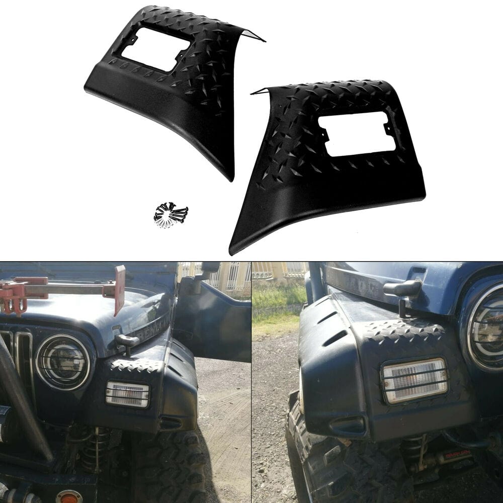 Forged LA VehiclePartsAndAccessories Front Fender Protector Bug Chip Guards Body Armor for Jeep TJ Wrangler 1997-2006