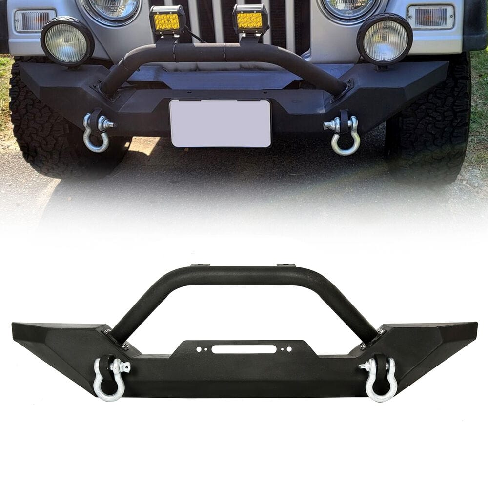 Jeep Wrangler TJ YJ Front Or Rear Bumper With D-Rings & LED Lights - 1987-2006 Fit, Black Powder Coat