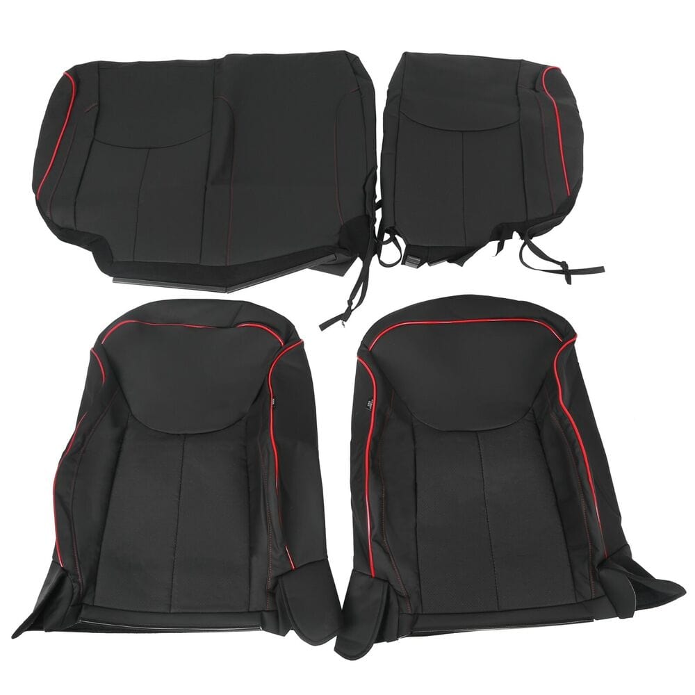 Forged LA VehiclePartsAndAccessories Leather Full Set Seat Cover For 2013-2018 Jeep Wrangler JK 4DR Red Stitch