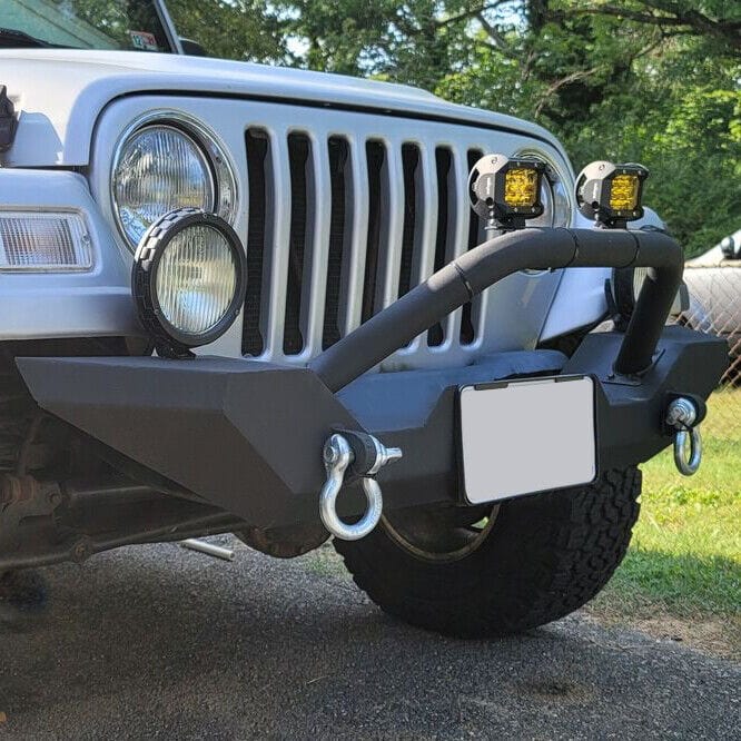 Forged LA VehiclePartsAndAccessories Powder Coated Front Bumper for Jeep Wrangler 87-06 TJ YJ w/Winch Plate & D-Rings