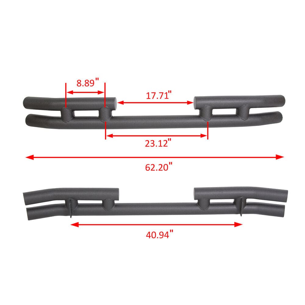 Forged LA VehiclePartsAndAccessories Textured Black Rear Double Tube Bumper For 97-06 TJ / 86-96 YJ Jeep Wrangler New