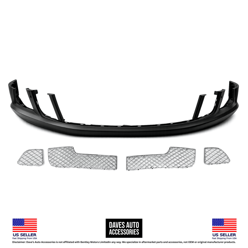 Daves Auto Accessories 2012-2015 Bentley Continental GT GTC Front Bumper Cover Grille Set Chrome W12