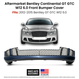 Daves Auto Accessories 2012-2015 Bentley Continental GT GTC Front Bumper Cover Grille Set Chrome W12