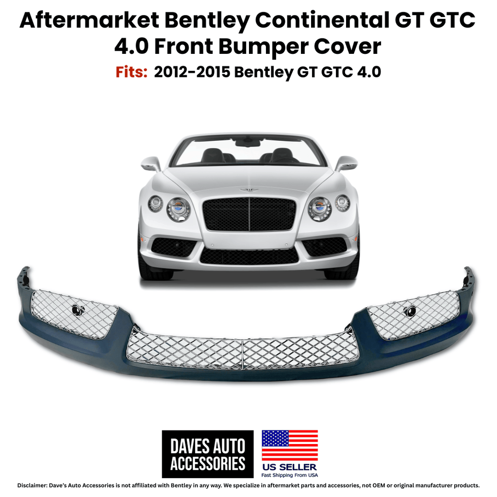 Daves Auto Accessories 2012-2015 Bentley Continental GT GTC Front Bumper Cover & Grille Set V8 4.0