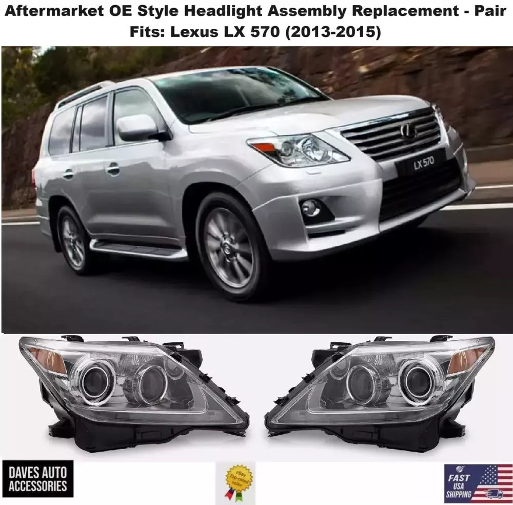 Aftermarket Xenon OE Style Headlights Pair Fit's 2010-2016 LEXUS LX570, 570