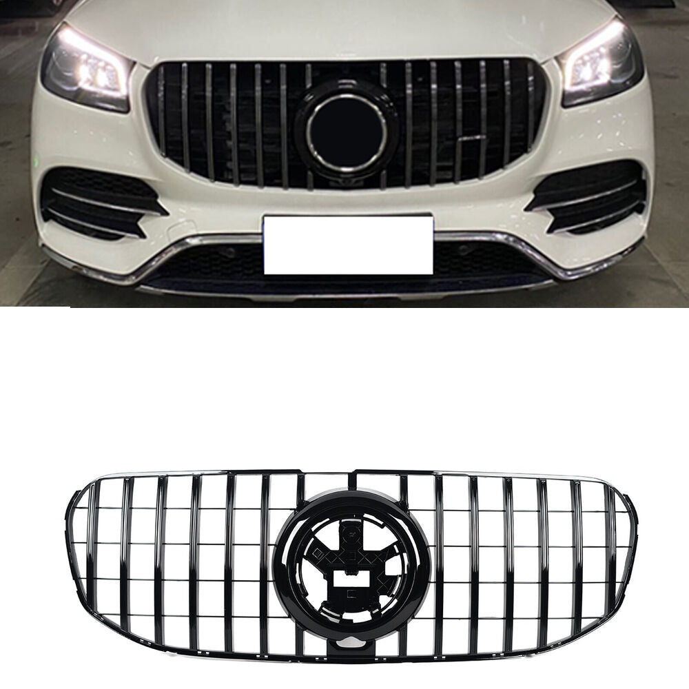 All Black Front GT Grille WITH CAMERA HOLE For Mercedes Benz X167 GLS 20-22