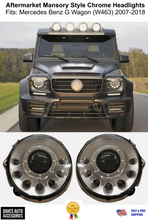 Load image into Gallery viewer, Aftermarket Mansory Style Chrome Round Led Headlights Fit 07-18 G Class G63 G550 W463 AMG