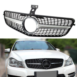Diamond Front Grille For Mercedes Benz W204 C180 C200 C350 C-CLASS 2008-2014