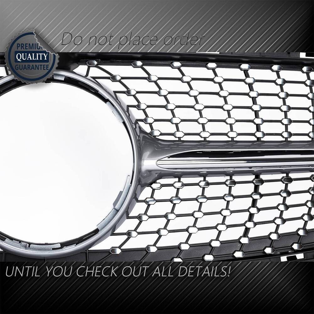 Diamond Grill For Mercedes Benz W205 C Class C250 C300 C400 2015-2018 Silver