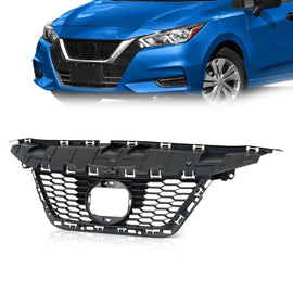 Fits 2020-2022 Nissan Versa SR SV Sedan Front Upper Grille Matte Black NI1200311