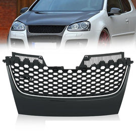 For 2006-2009 VW MK5 Jetta/GLI/GTI Badgeless Hex Mesh Front Grille W/Chrome Trim