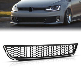 For 2011-2014 VW Jetta MK6 Front Bumper Lower Grille Black w/ Chrome Honeycomb