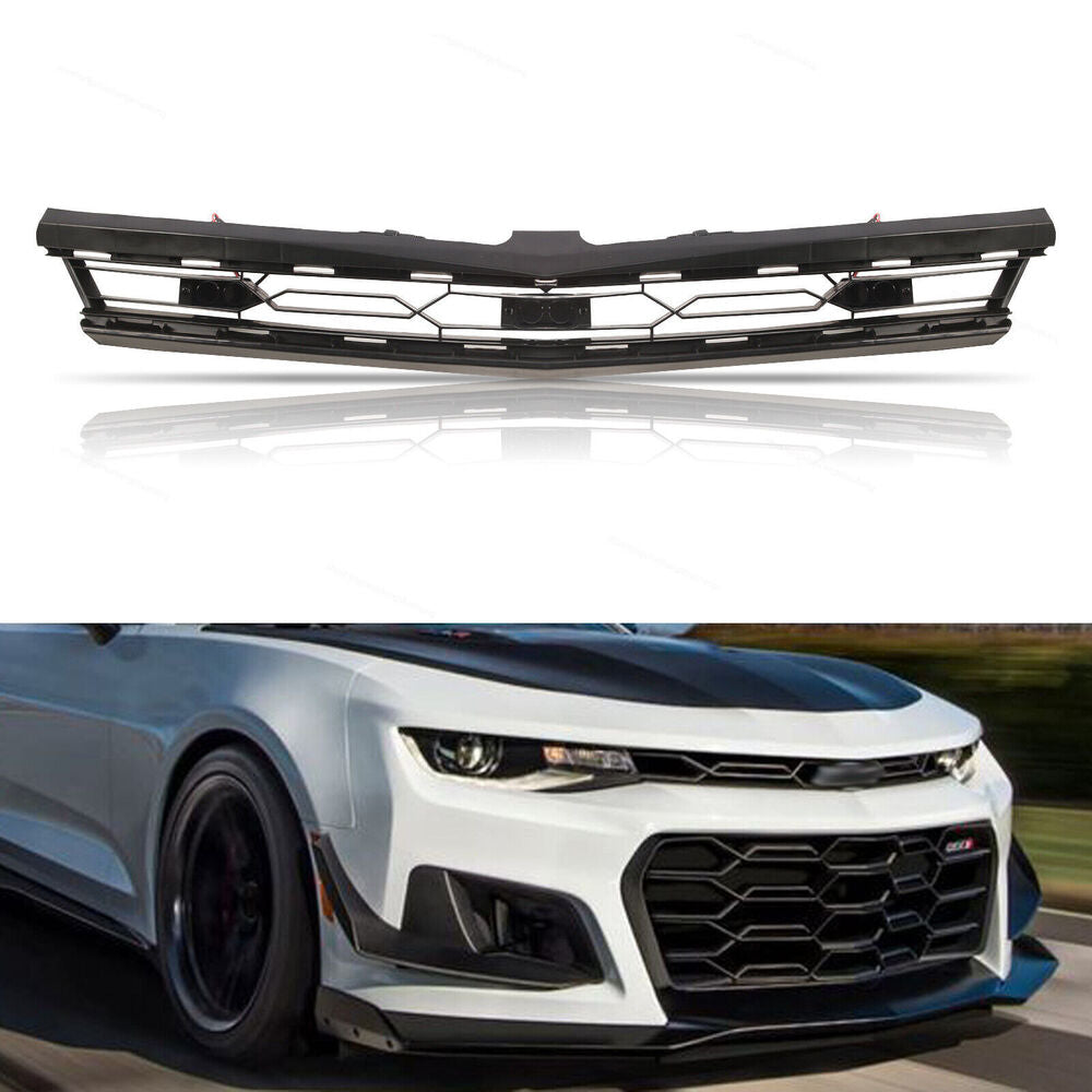 For 2016-2021 Chevy Camaro Front Upper Bumper Grille Glossy Black