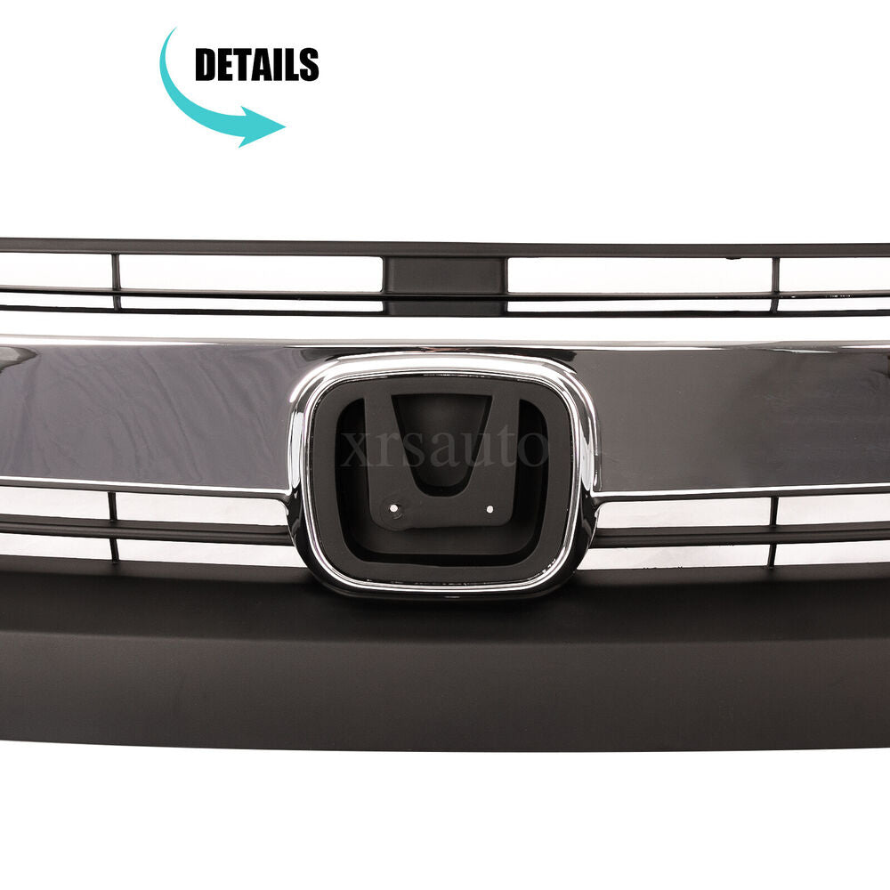 For 2016 2017 2018 Honda Civic Front Bumper Grille Grill Kit W/Chrome Eyelid