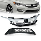 For 2016 2017 Honda cSedan 4D Front Bumper Grille Grill Upper Lower Kit