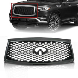 For 2018-2021 INFINITI QX80 Front Upper Grille Gloss Black W/ Camera Hole Grill