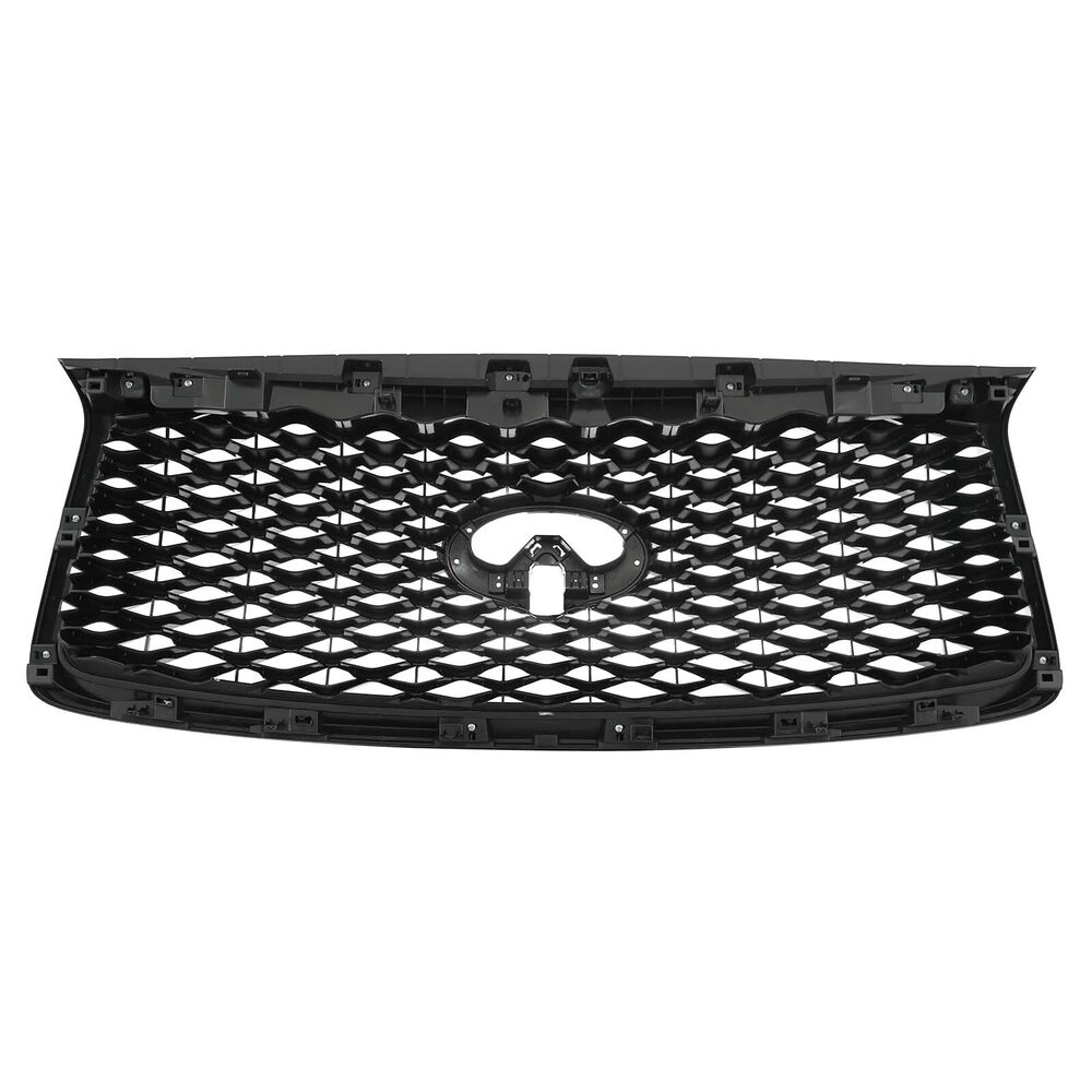 For 2018-2021 INFINITI QX80 Front Upper Grille Gloss Black W/ Camera Hole Grill