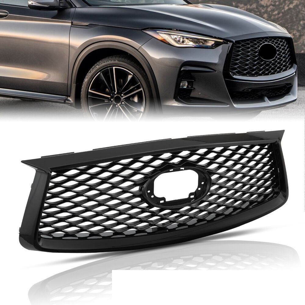 For 2019-2022 Infiniti QX50 Grille Gloss Black Grill W/O Camera 623105NA2A