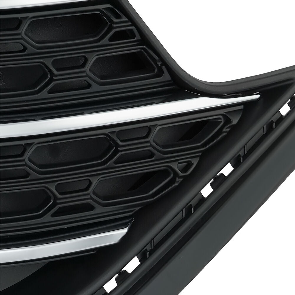 For 2020-2022 Ford Explorer Front Bumper Upper Grille Gloss Black W/ Chrome Trim