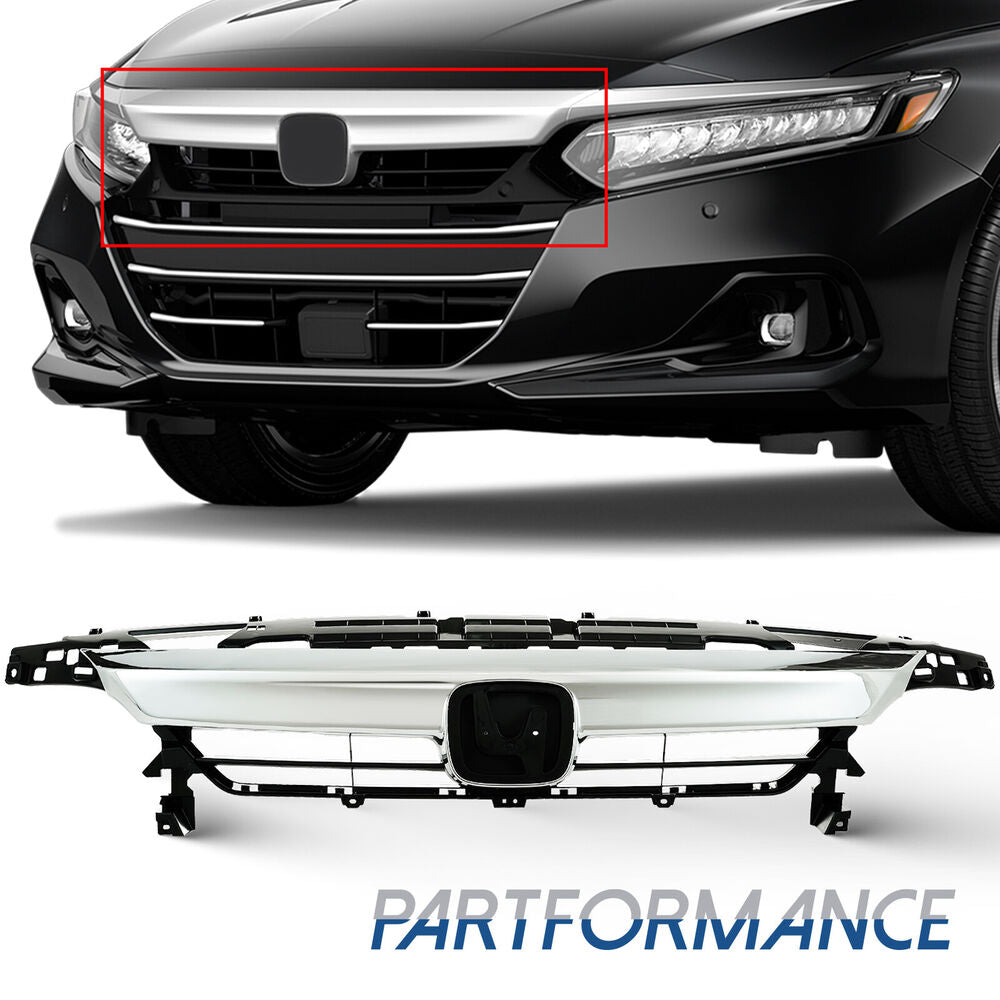 For 2021-2022 Honda Accord Front Upper Grille+Grille Cover Set 2PCS