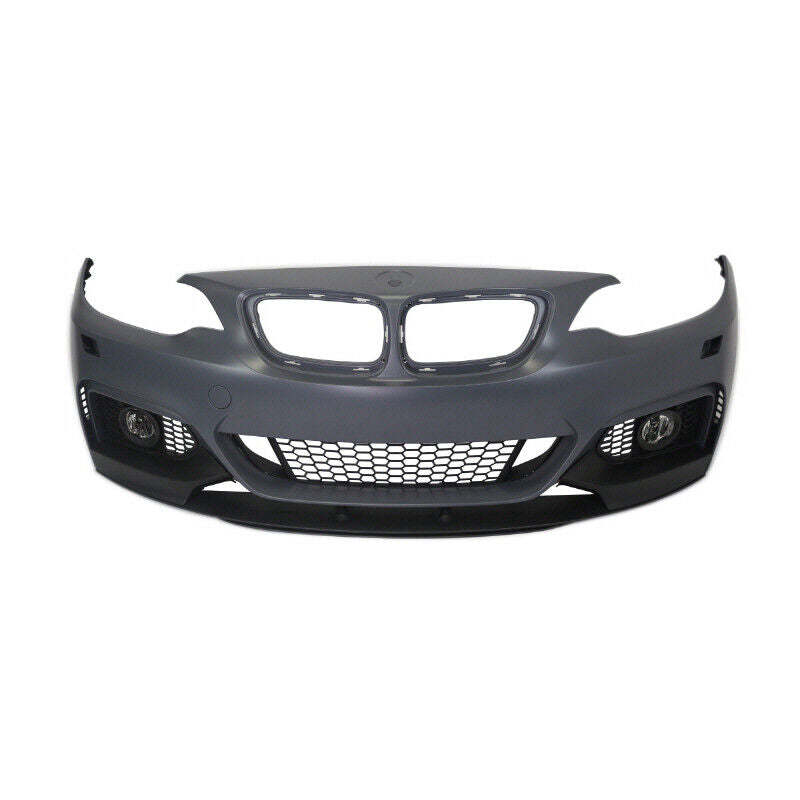 For BMW 13-19 F22 2 Series, M-Sport Style Front Bumper w/o PDC Holes + Front LIP