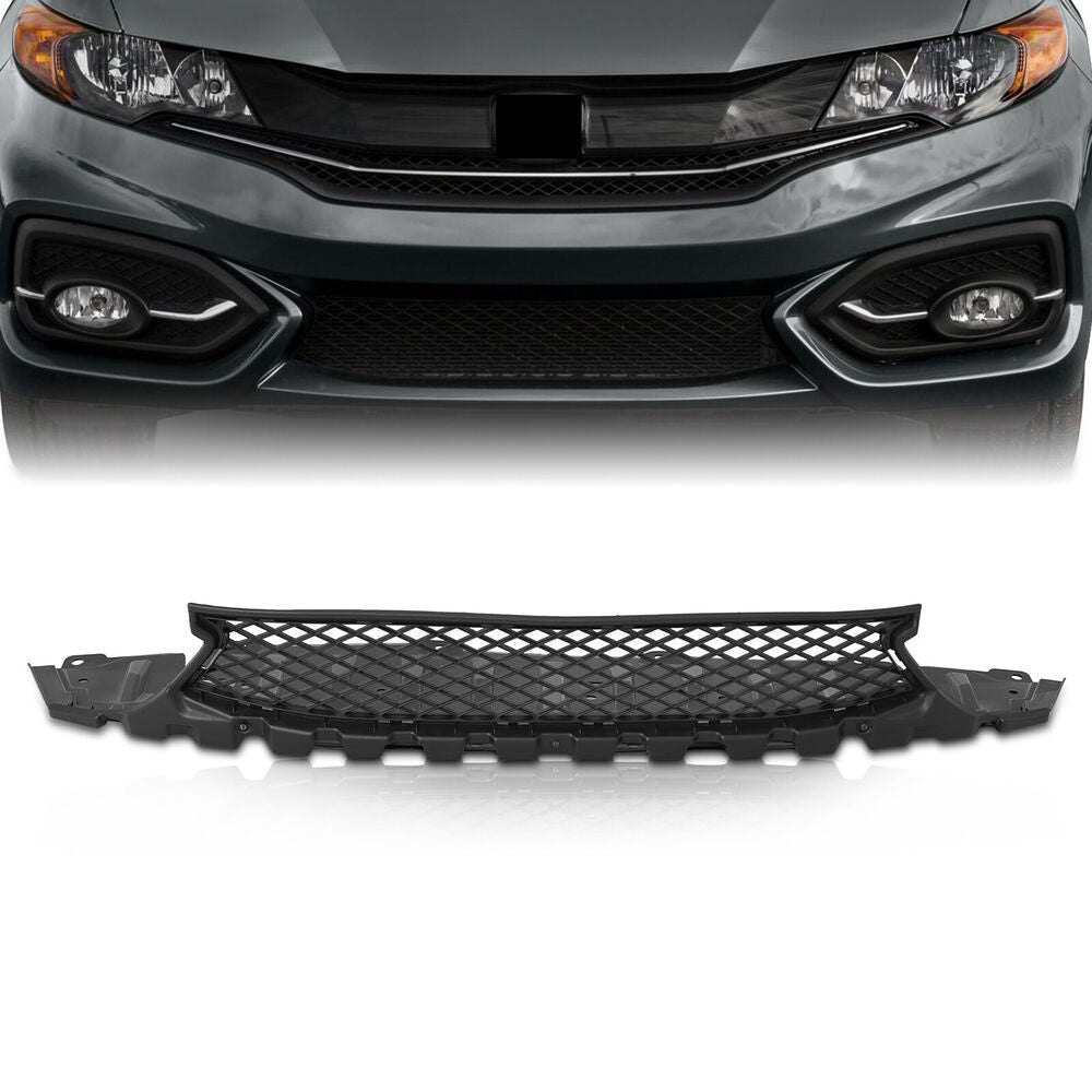 Front Bumper Center Lower Grille For 2014-2015 Honda Civic Coupe Textured Black