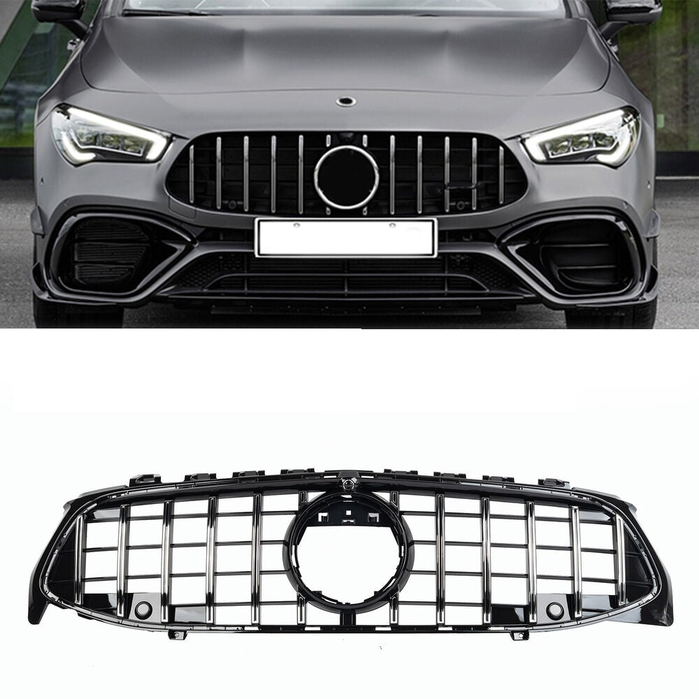 Front Bumper GTR AMG Grille Chrome For 2020-23 Mercedes Benz C118 W118 CLA-CLASS