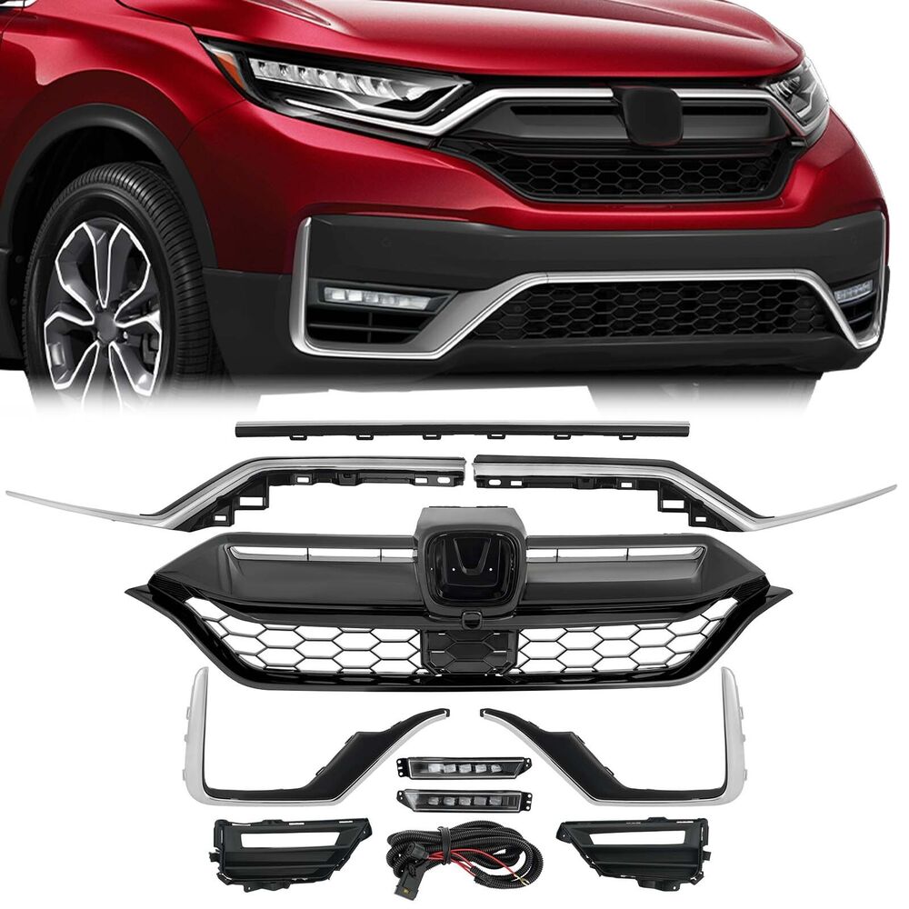 Front Bumper Grill Foglights Assy Front Trim Strip For 2020-2021 Honda CR-V CRV